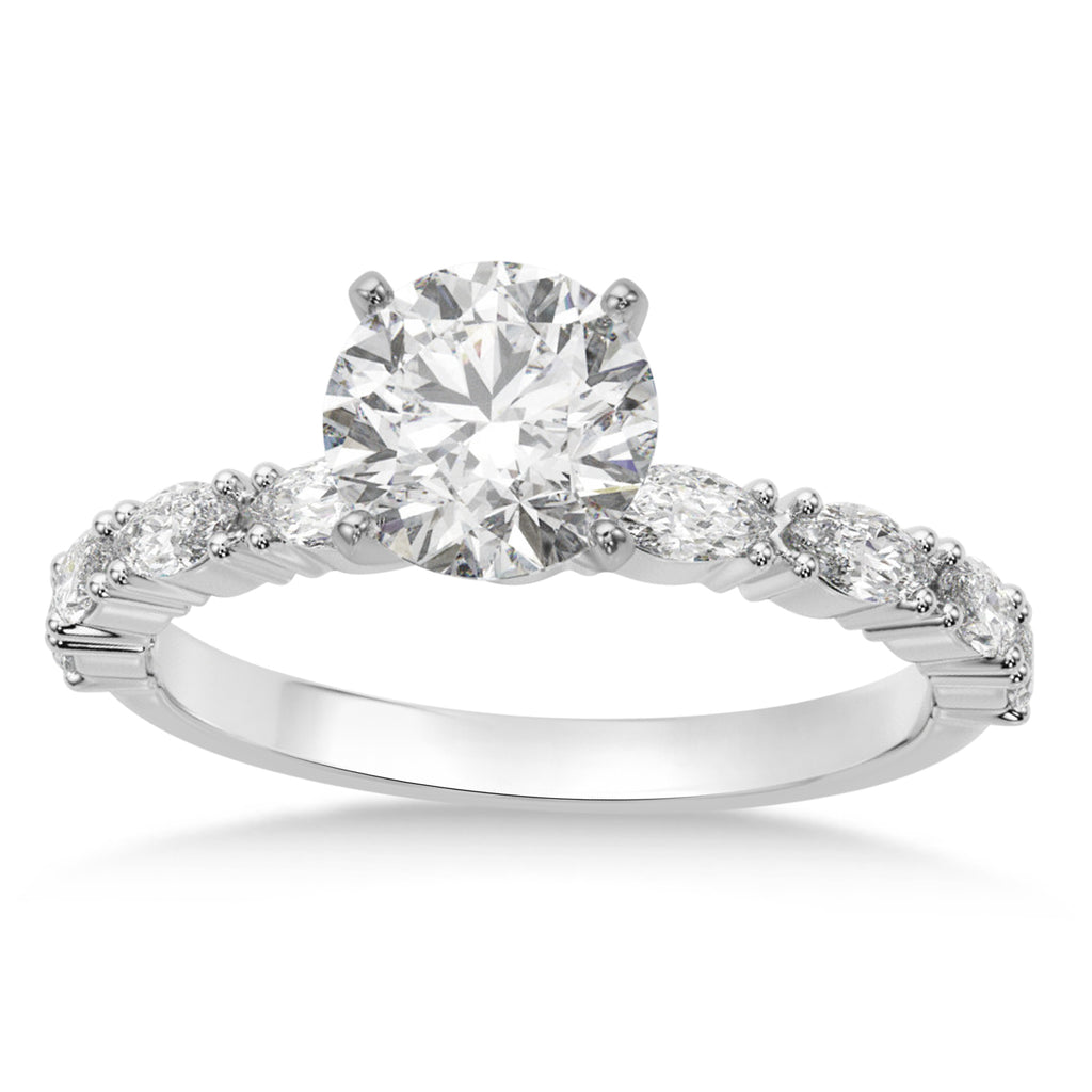 Lab Diamond Marquise Engagement Ring 14k White Gold (0.63ct)