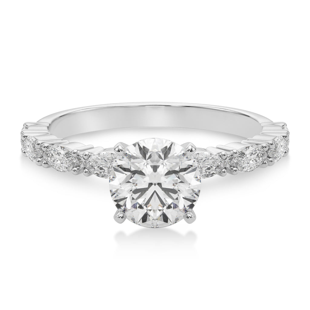 Lab Diamond Marquise Engagement Ring 14k White Gold (0.63ct)