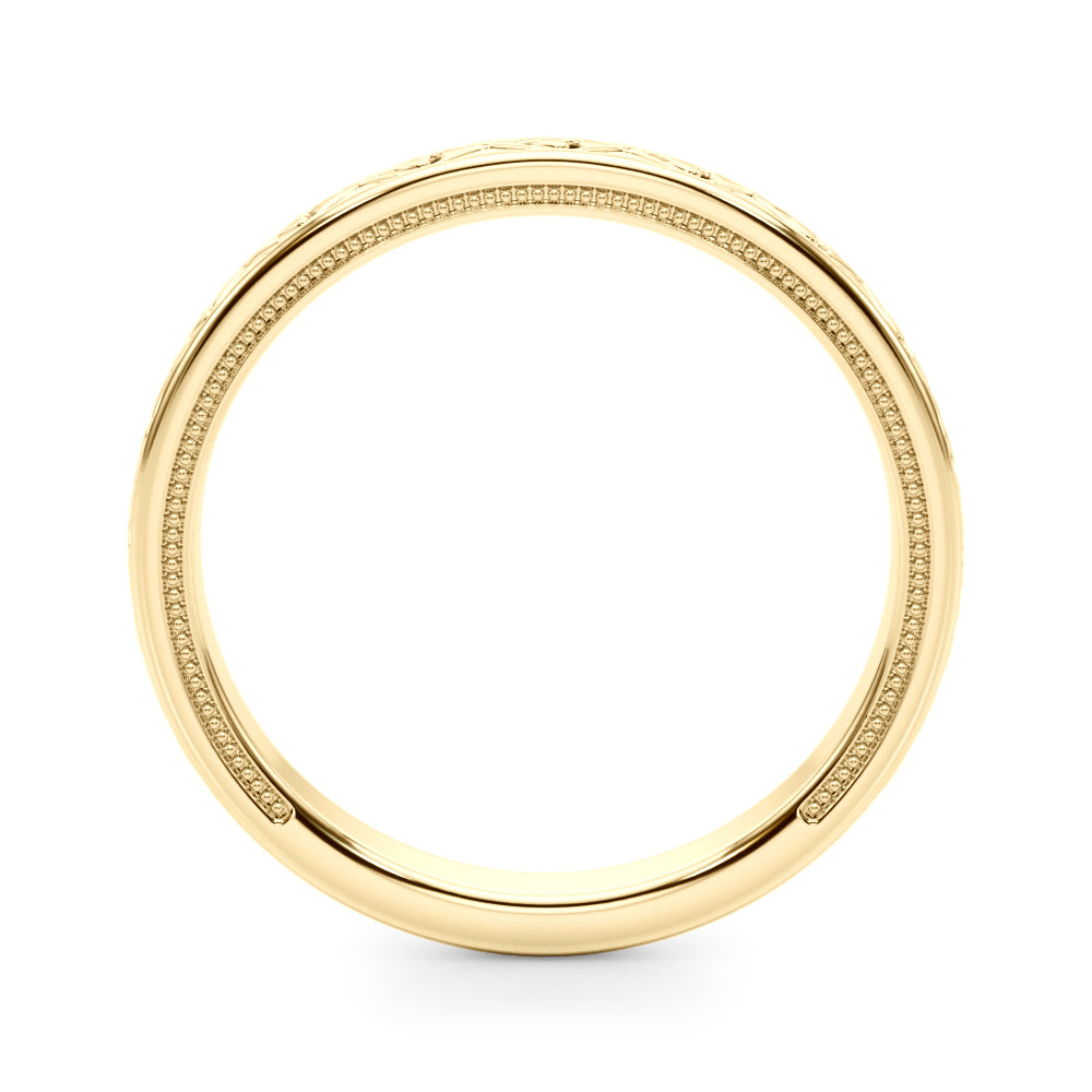 Vintage Style Heart Engraved Bridal Set 14K Yellow Gold