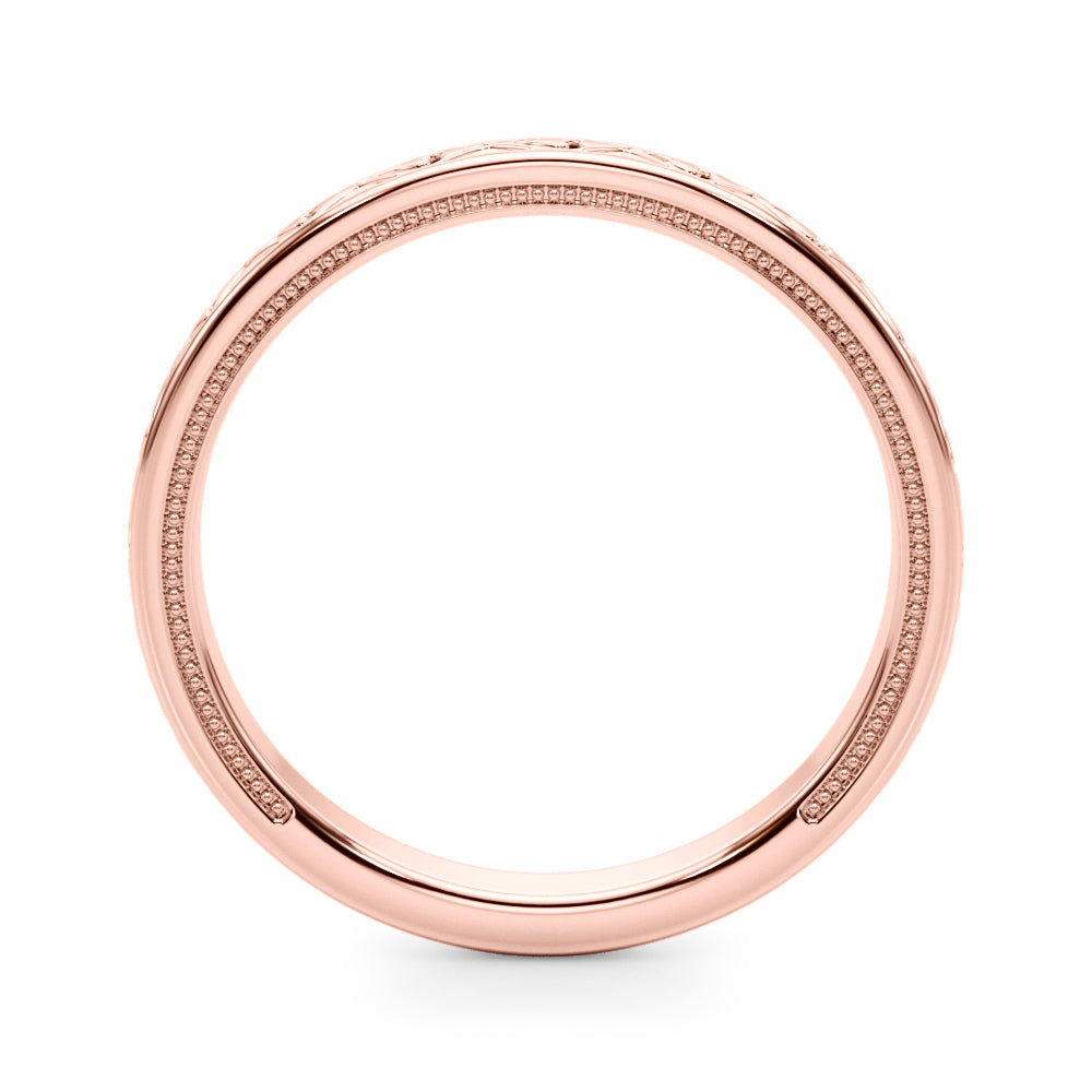 Vintage Style Heart Engraved Bridal Set 18K Rose Gold