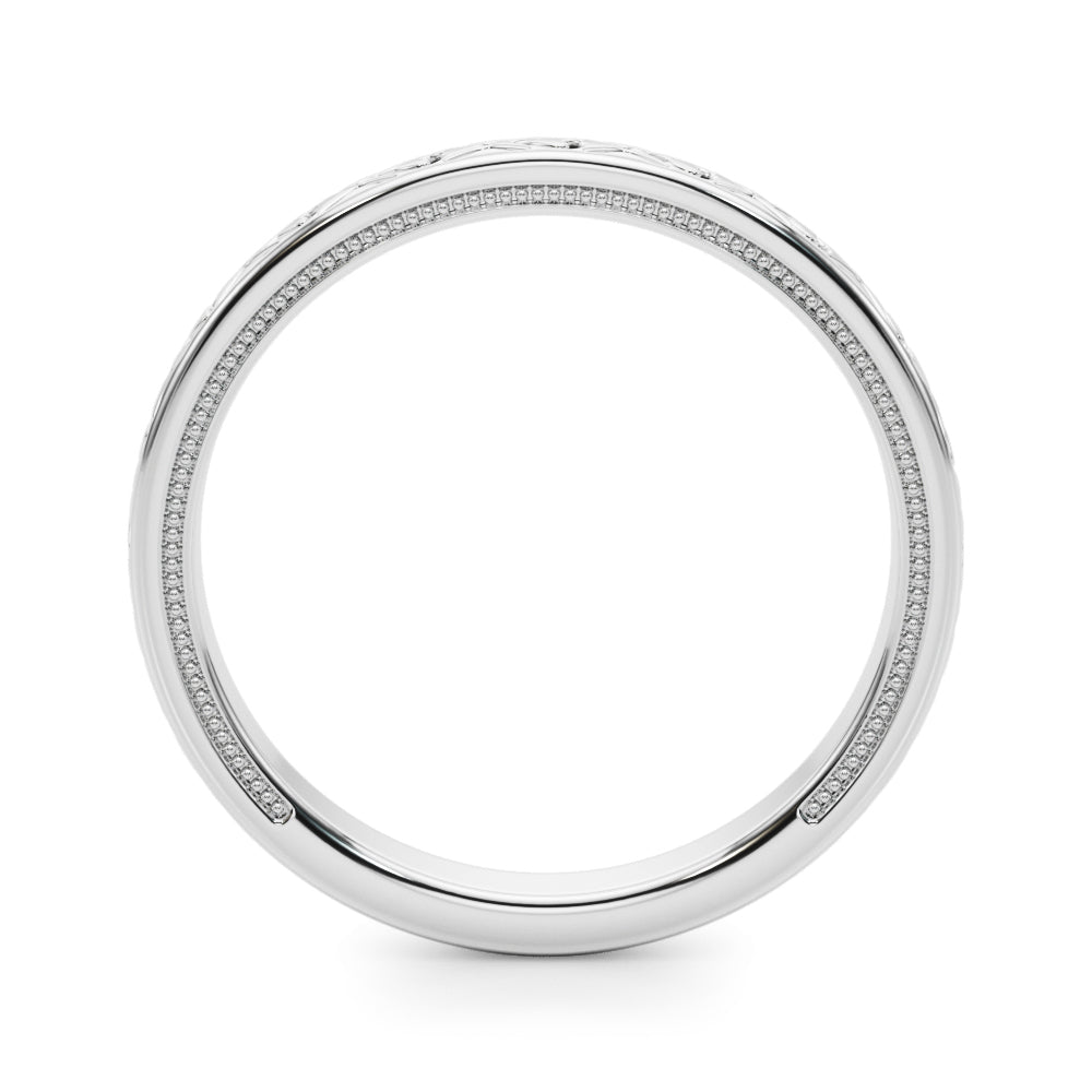 Vintage Style Heart Engraved Bridal Set 18K White Gold