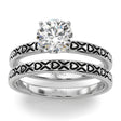 Vintage Style Heart Engraved Bridal Set in Palladium