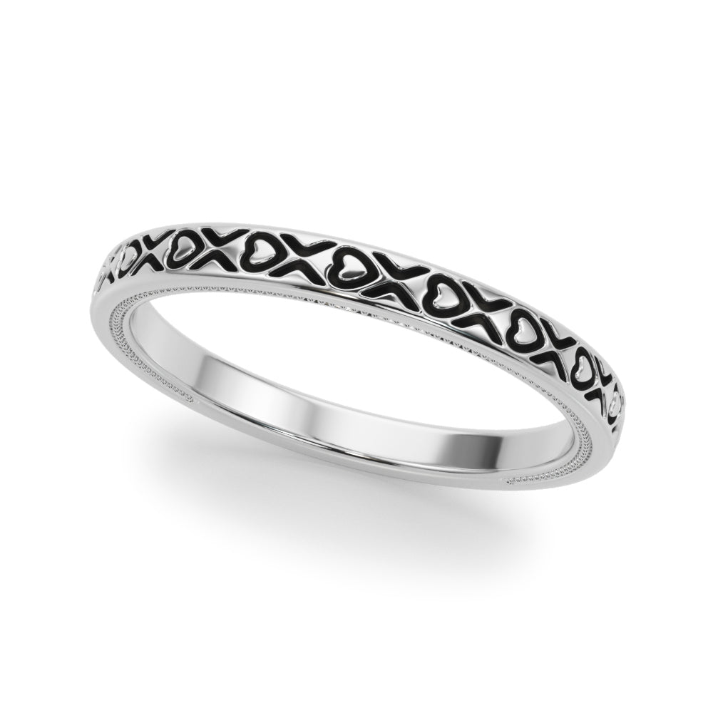 Vintage Style Heart Engraved Bridal Set in Platinum