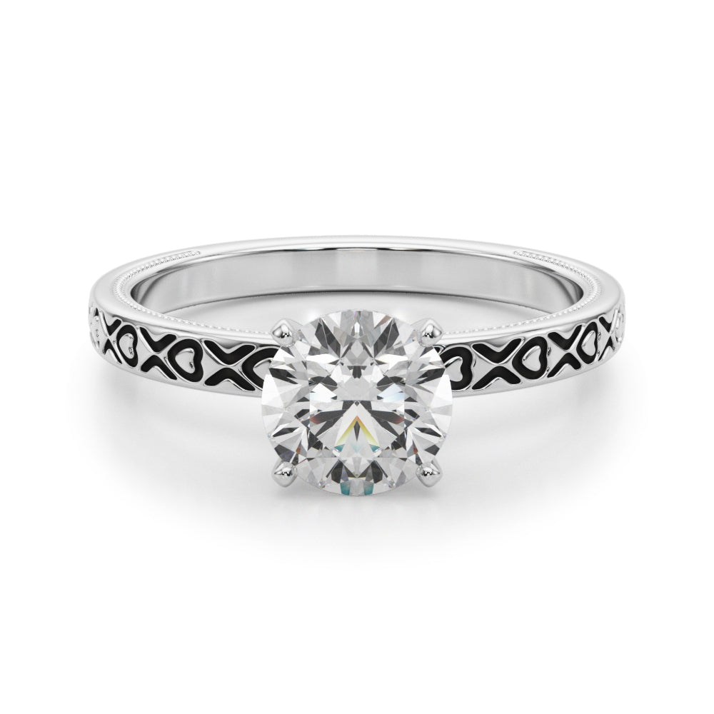 Vintage Style Heart Engraved Bridal Set in Platinum