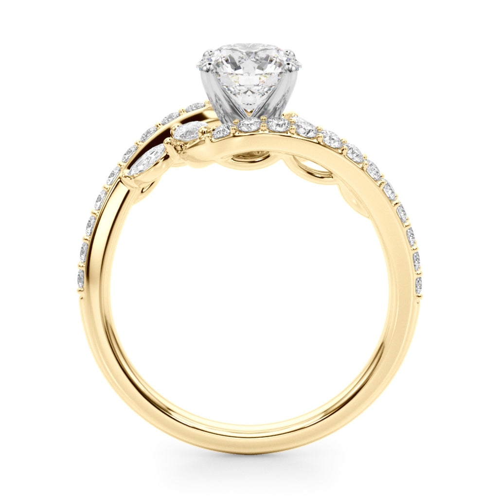 Swirl Design Round & Marquise Diamond Engagement Ring 14K Yellow Gold (0.63ct)