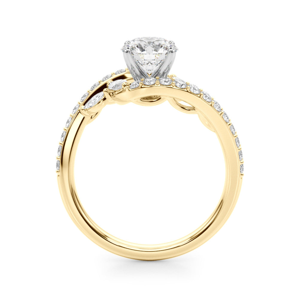 Swirl Design Lab Grown Diamond & Marquise Engagement Ring 18K Yellow Gold (0.63ct)