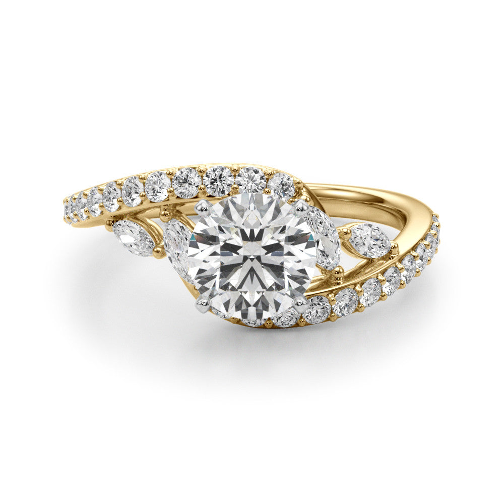 Swirl Design Lab Grown Diamond & Marquise Engagement Ring 18K Yellow Gold (0.63ct)