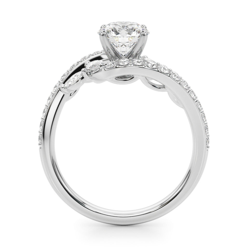 Swirl Design Diamond & Marquise Engagement Ring in Palladium (0.63ct)