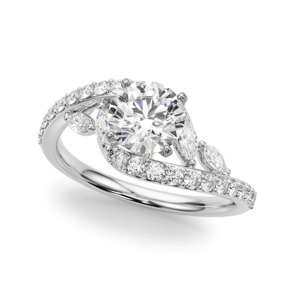 Swirl Design Lab Diamond & Marquise Bridal Set 14K White Gold (0.96ct)