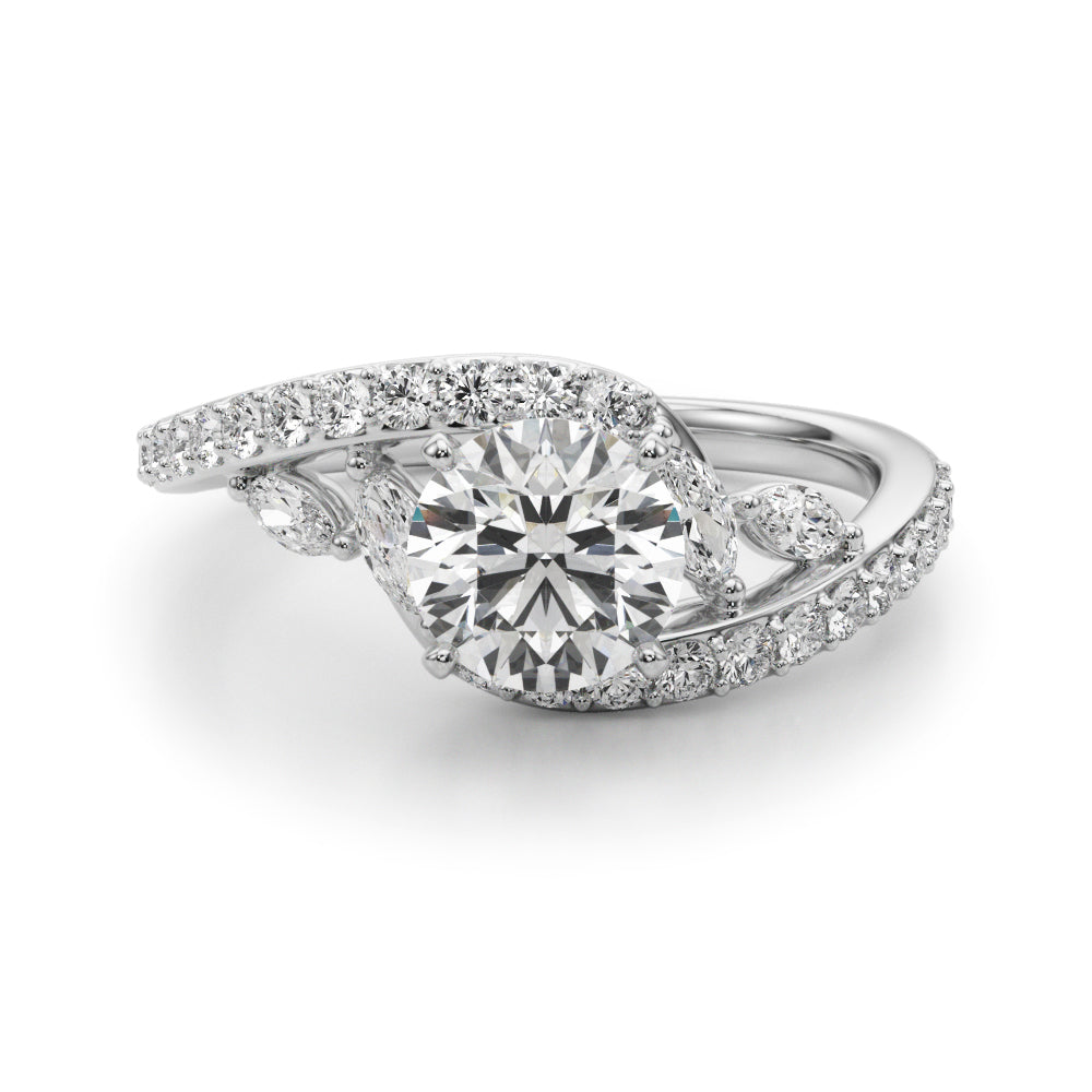 Swirl Design Diamond & Marquise Bridal Set 18K White Gold (0.96ct)