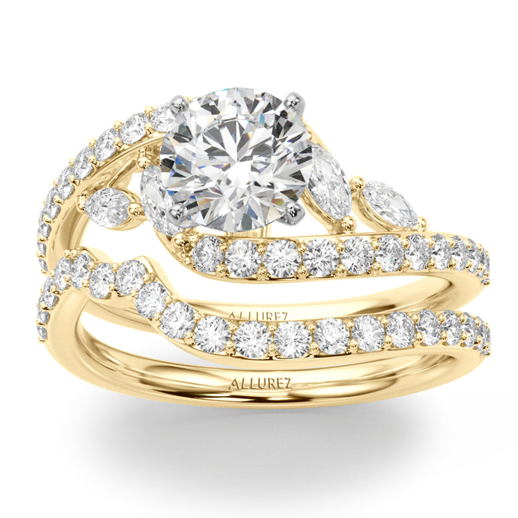 Swirl Design Lab Diamond & Marquise Bridal Set 18K Yellow Gold (0.96ct)