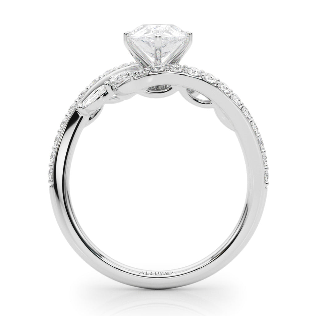 Swirl Design Diamond & Marquise Bridal Set in Palladium (0.96ct)