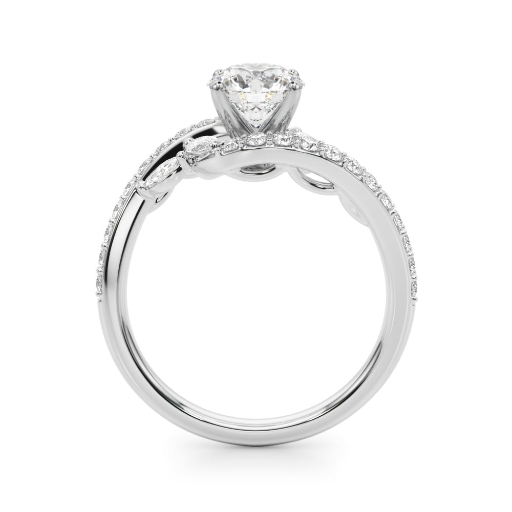 Swirl Design Diamond & Marquise Bridal Set in Palladium (0.96ct)