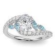 Swirl Design Diamond & Marquise Aquamarine Engagement Ring 18K White Gold (0.63ct)