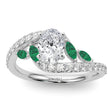 Swirl Design Diamond & Marquise Emerald Engagement Ring 18K White Gold (0.63ct)