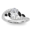 Swirl Design Diamond & Marquise Black Diamond Engagement Ring in Palladium (0.63ct)