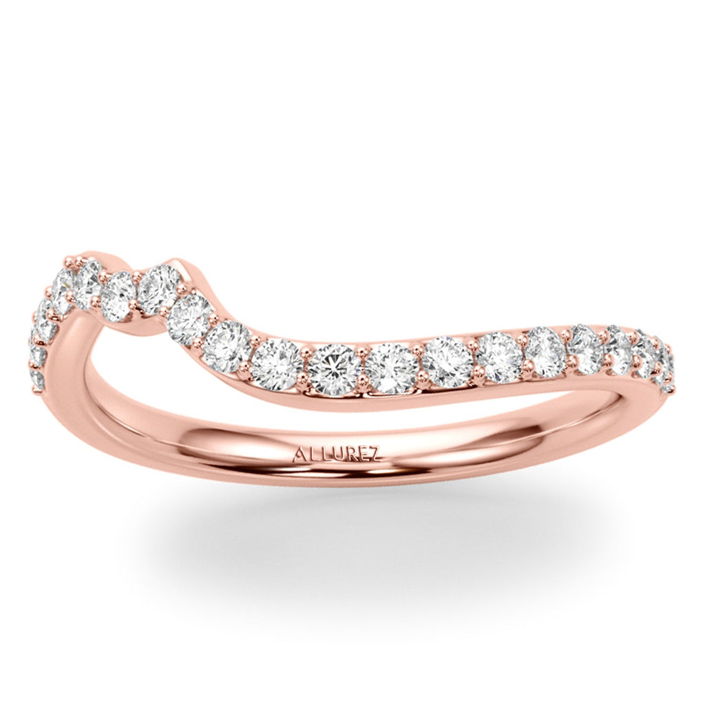 Contoured Lab Diamond Wedding Band Ring 18K Rose Gold (0.33ct)