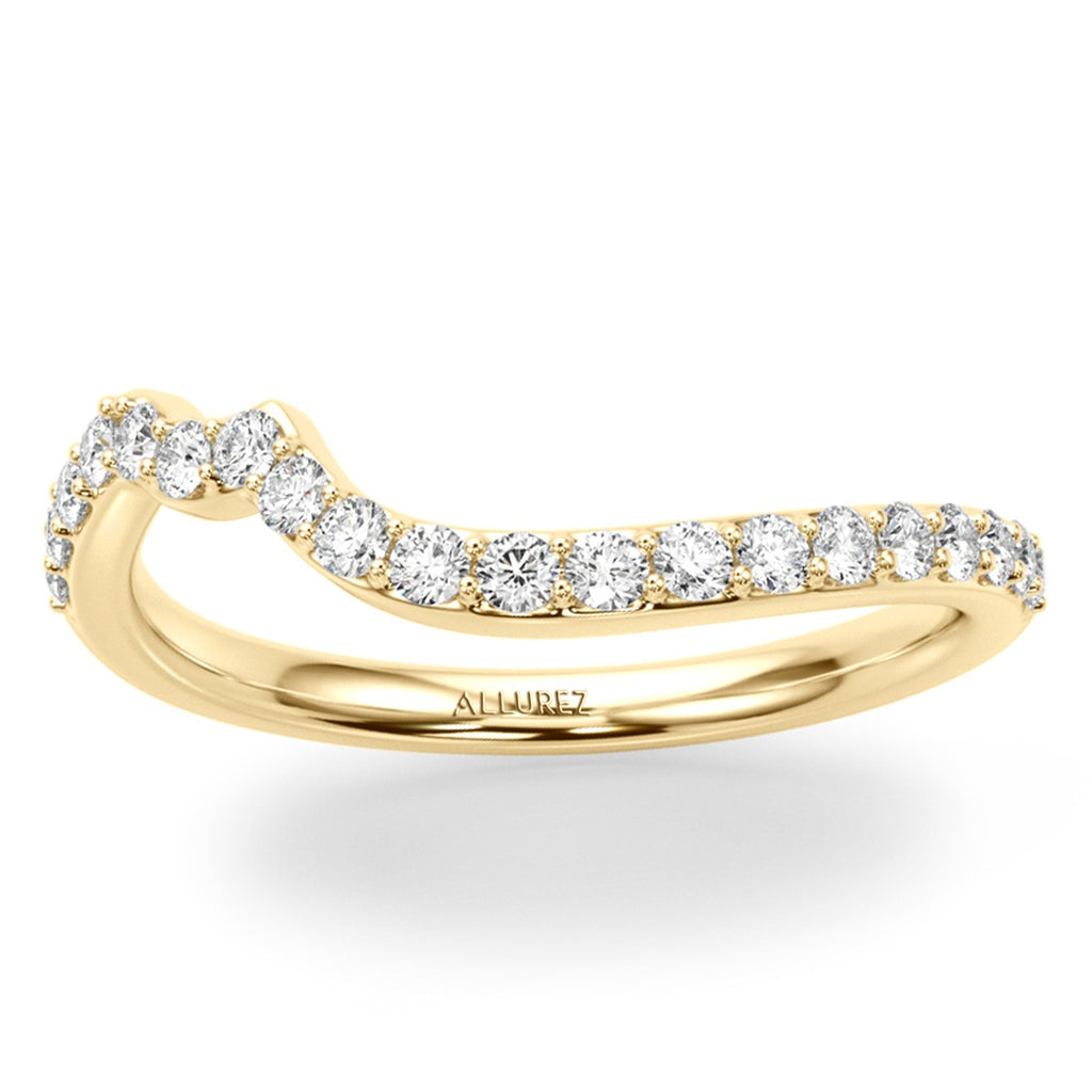 Contoured Lab Diamond Wedding Band Ring 18K Yellow Gold (0.33ct)
