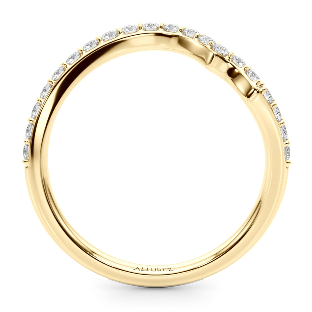 Contoured Lab Diamond Wedding Band Ring 18K Yellow Gold (0.33ct)