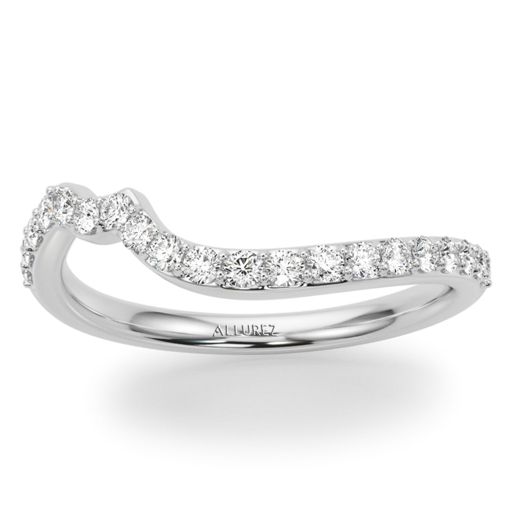 Contoured Lab Diamond Wedding Band Ring in Palladium (0.33ct)