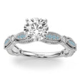 Antique Style Aquamarine & Diamond Engagement Ring 14K White Gold (0.20ct)