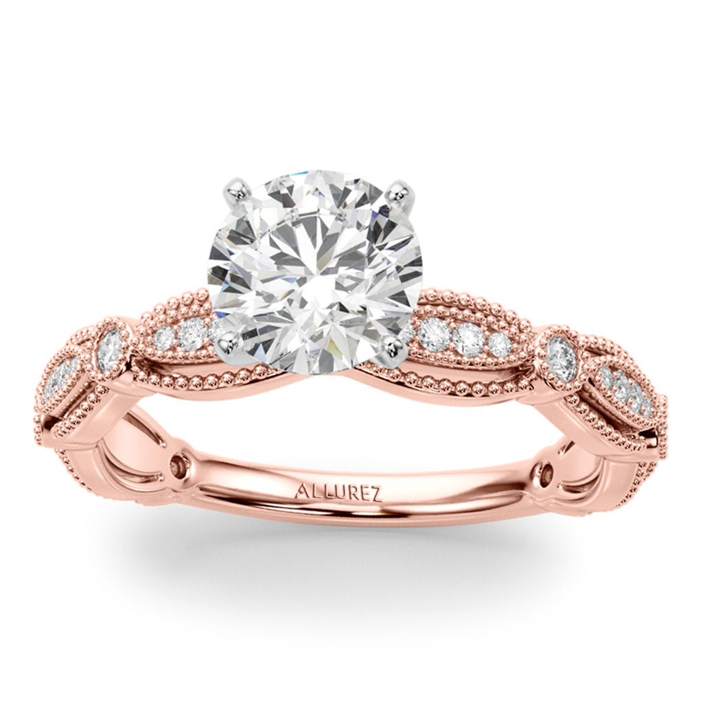 Antique Style Diamond Engagement Ring 18K Rose Gold (0.20ct)