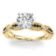 Antique Style Black Diamond Engagement Ring 18K Yellow Gold (0.20ct)