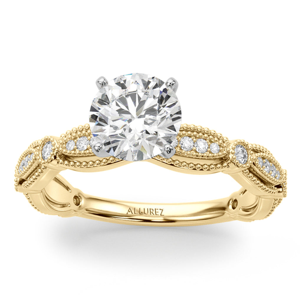 Antique Style Diamond Engagement Ring 18K Yellow Gold (0.20ct)