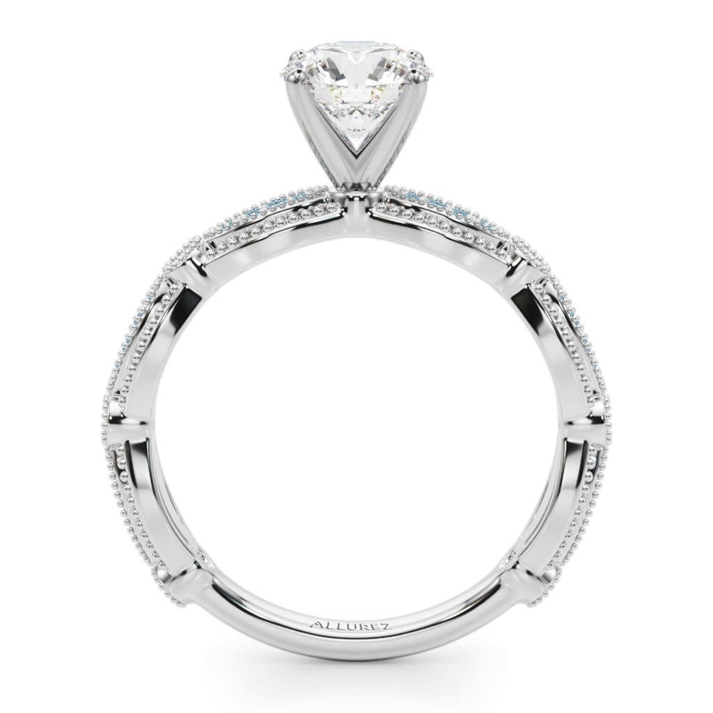 Antique Style Aquamarine & Diamond Engagement Ring in Platinum (0.20ct)