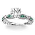 Antique Style Emerald & Diamond Engagement Ring in Platinum (0.20ct)