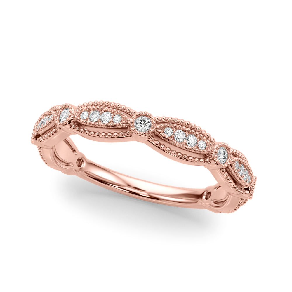 Antique Style Lab Diamond Bridal Ring Set 14K Rose Gold (0.40ct)