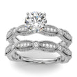 Antique Style Lab Diamond Bridal Ring Set 14K White Gold (0.40ct)
