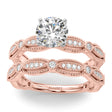 Antique Style Lab Diamond Bridal Ring Set 18K Rose Gold (0.40ct)