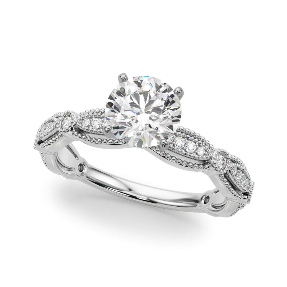 Antique Style Diamond Bridal Ring Set 18K White Gold (0.40ct)