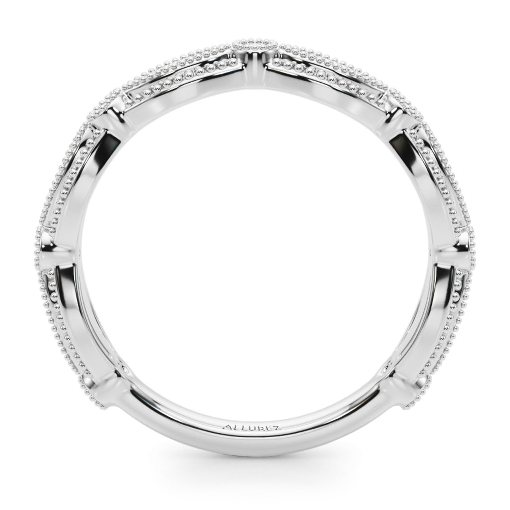 Antique Style Lab Grown Diamond Wedding Ring Band 14K White Gold (0.20ct)