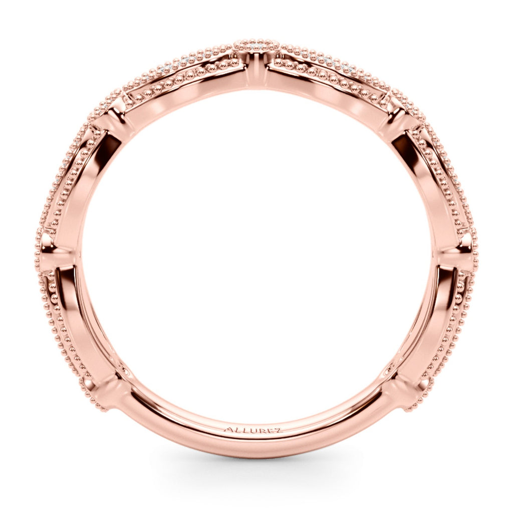 Antique Style Lab Diamond Wedding Ring Band 14K Rose Gold (0.20ct)