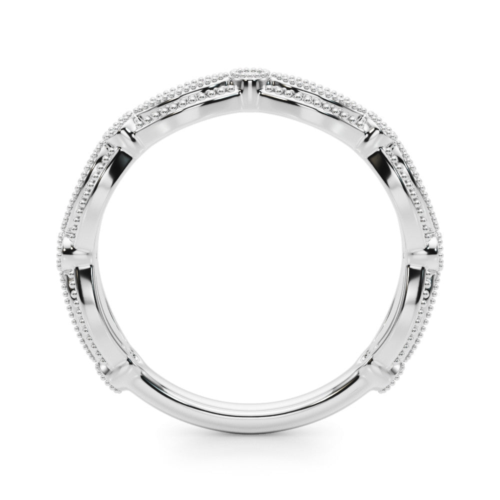 Antique Style Lab Diamond Wedding Ring Band 18K White Gold (0.20ct)