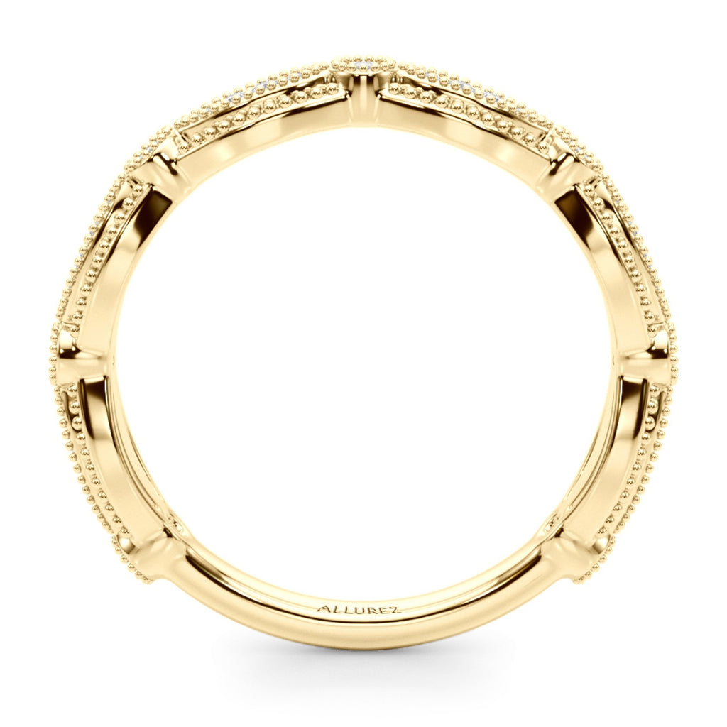 Antique Style Diamond Wedding Ring Band 18K Yellow Gold (0.20ct)