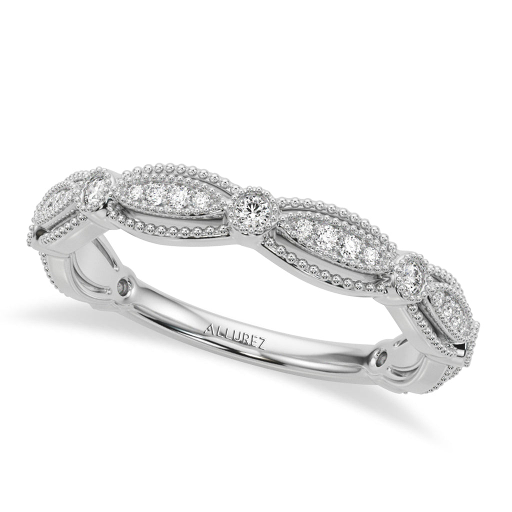 Antique Style Lab Diamond Wedding Band Ring in Palladium (0.20ct)