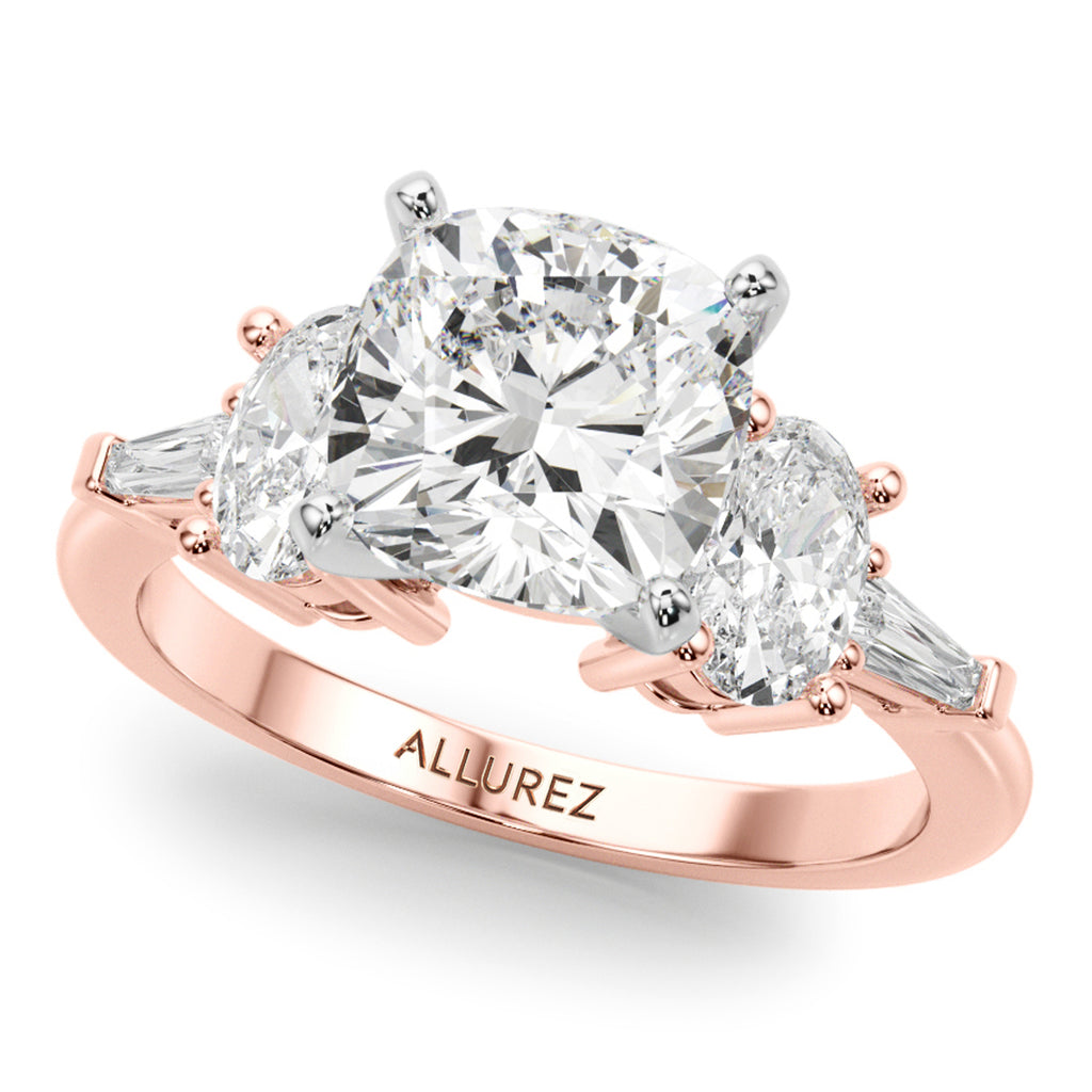 Cushion Cut Lab Diamond Engagement Ring 14K Rose Gold (4.18ct)