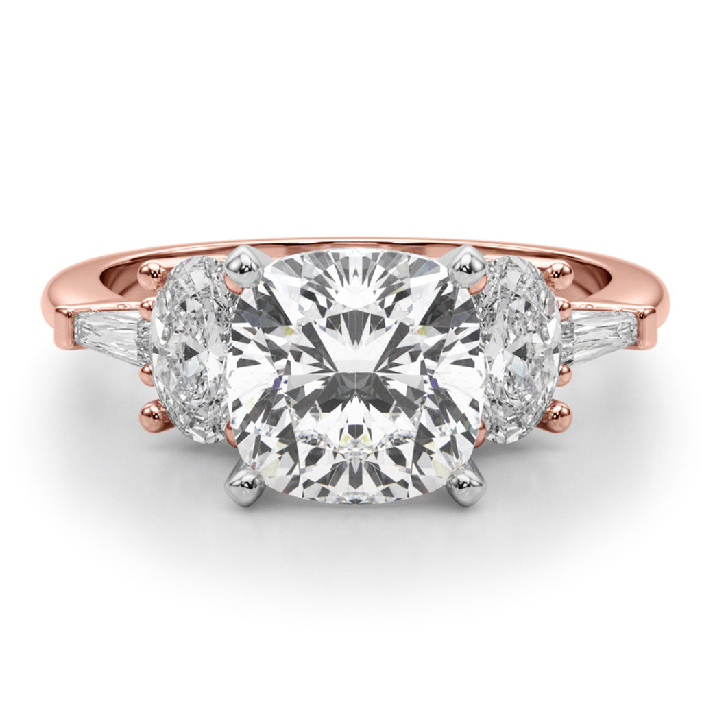 Cushion Cut Lab Diamond Engagement Ring 14K Rose Gold (4.18ct)
