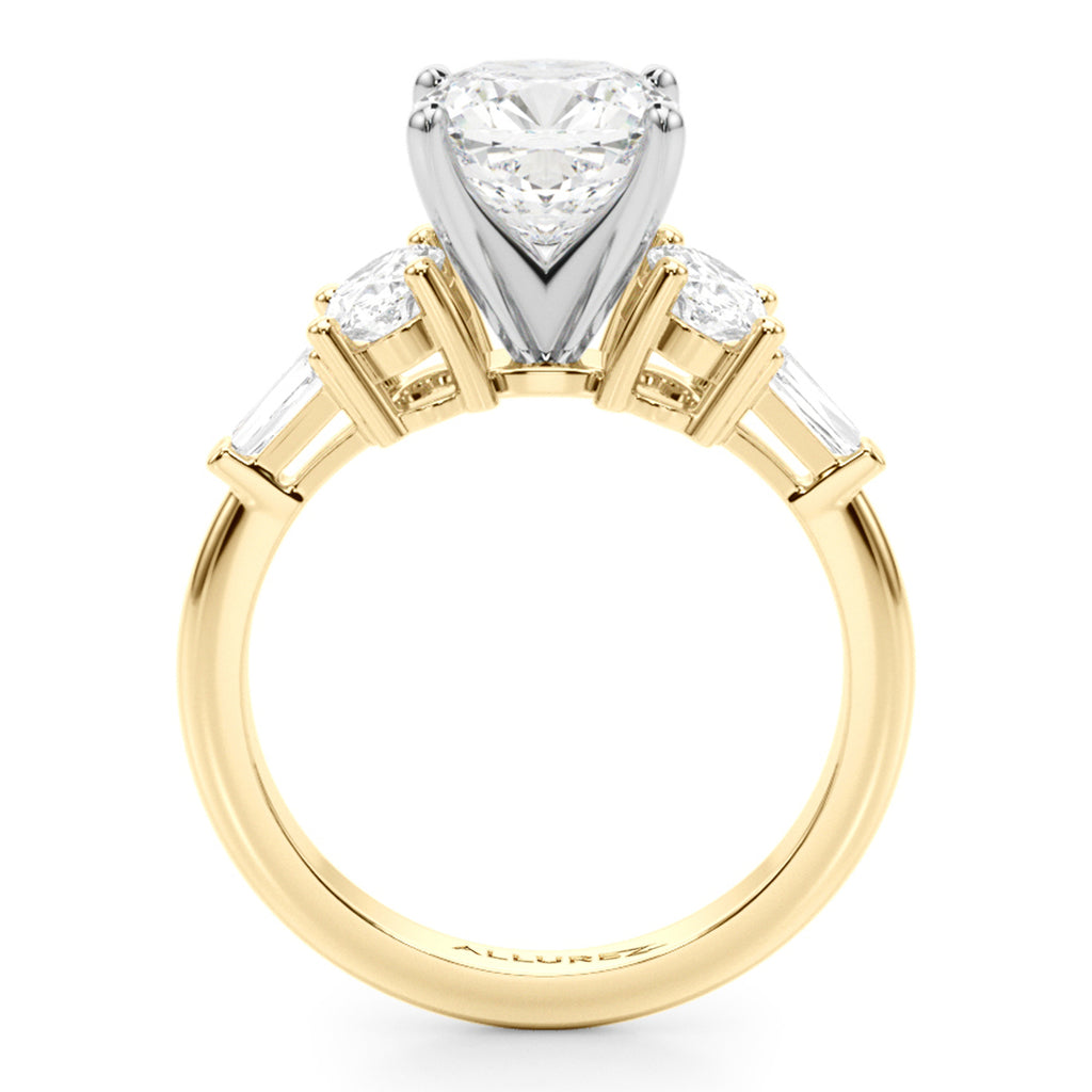 Cushion Cut Lab Diamond Engagement Ring 18K Yellow Gold (4.18ct)