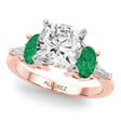 Cushion Cut Lab Diamond & Oval Emerald Engagement Ring 14K Rose Gold (3.98ct)