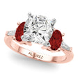 Cushion Cut Lab Diamond & Oval Garnet Engagement Ring 18K Rose Gold (4.18ct)