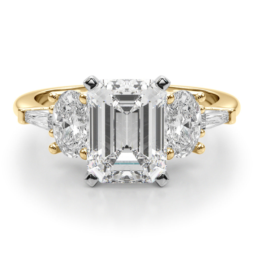 Emerald Cut Lab Diamond Engagement Ring 18K Yellow Gold (4.18ct)