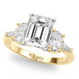 Emerald Cut Moissanite & Lab Diamond Engagement Ring 18K Yellow Gold (4.18ct)