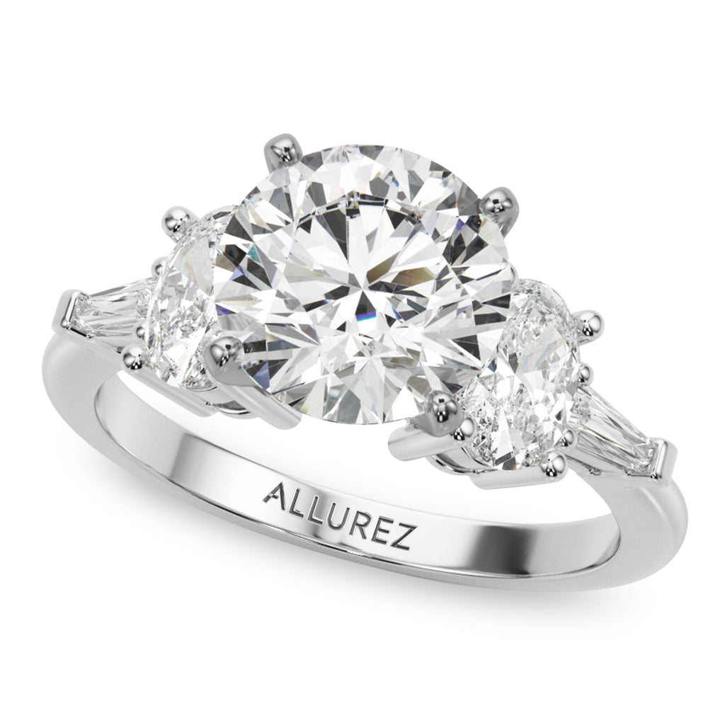 Round Lab Grown Diamond Engagement Ring 14K White Gold (4.18ct)