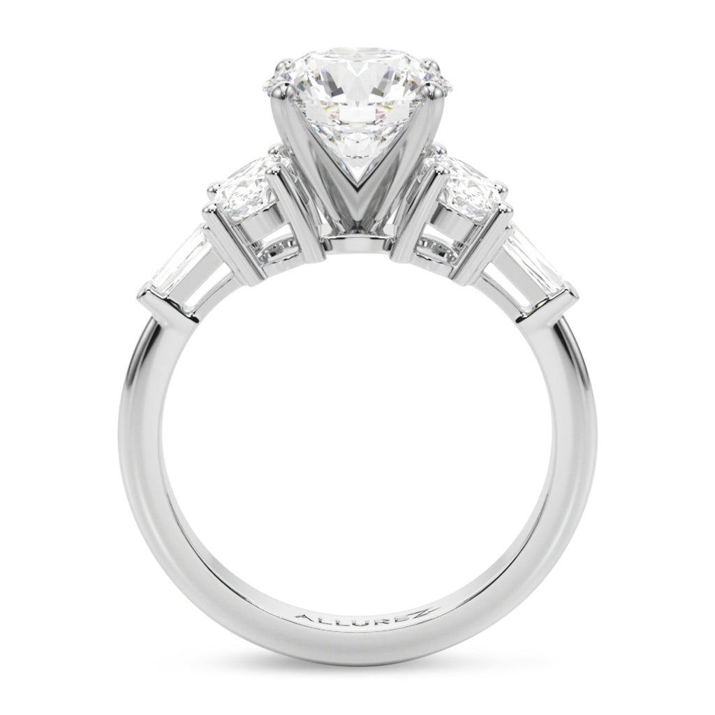 Round Lab Grown Diamond Engagement Ring 14K White Gold (4.18ct)