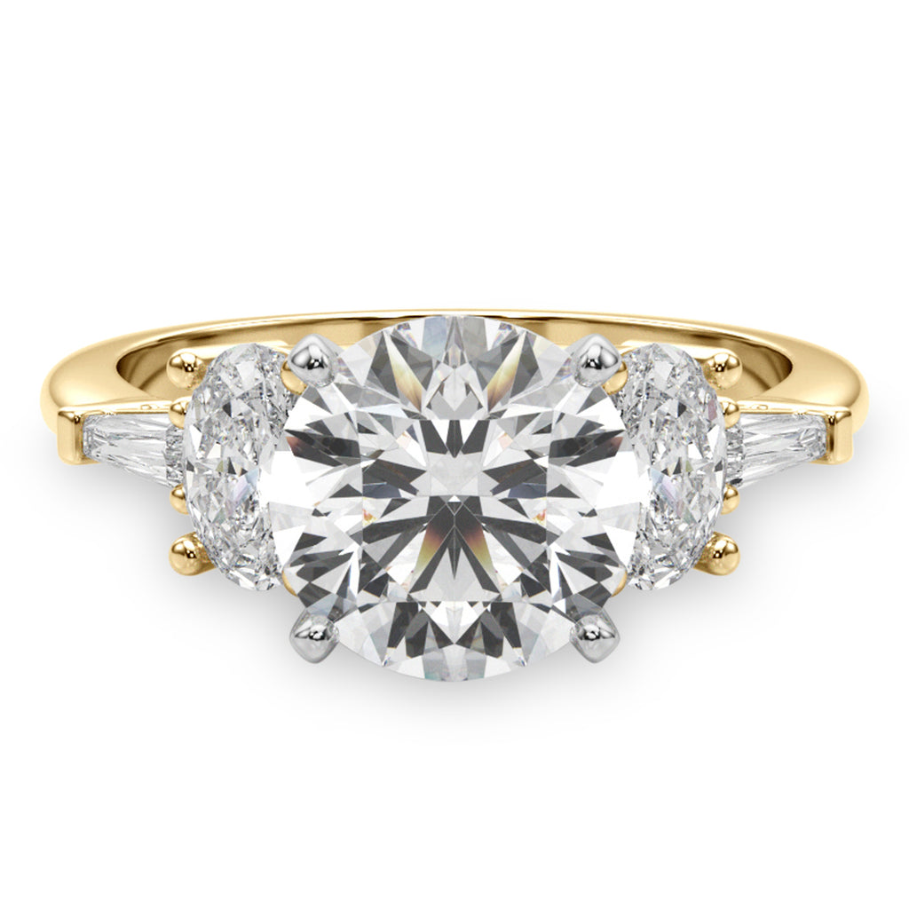 Round Lab Diamond Engagement Ring 18K Yellow Gold (4.18ct)
