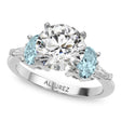 Round Lab Diamond & Oval Aquamarine Engagement Ring 14K White Gold (3.98ct)